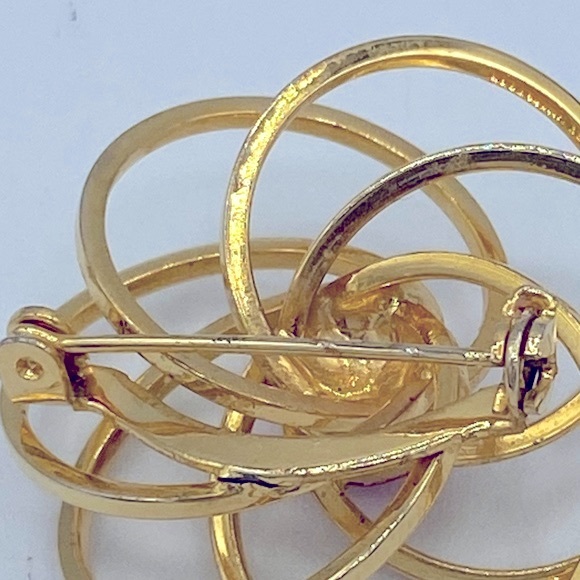 Vintage Atomic Age Starburst 50s 69s  Gold With Pink Rhinestone Retro MCM Brooch - Picture 4 of 5